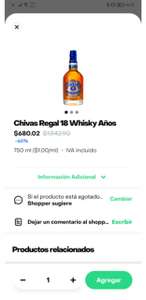 Rappi turbo: Whisky Chivas Regal 18 $680.02