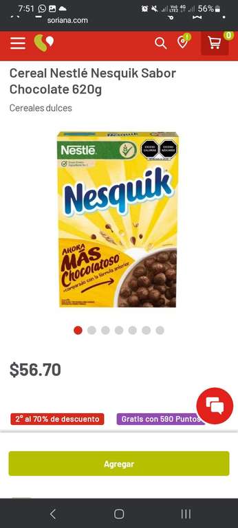 SORIANA: Cereal nesquik 620grs 2x$73.71
