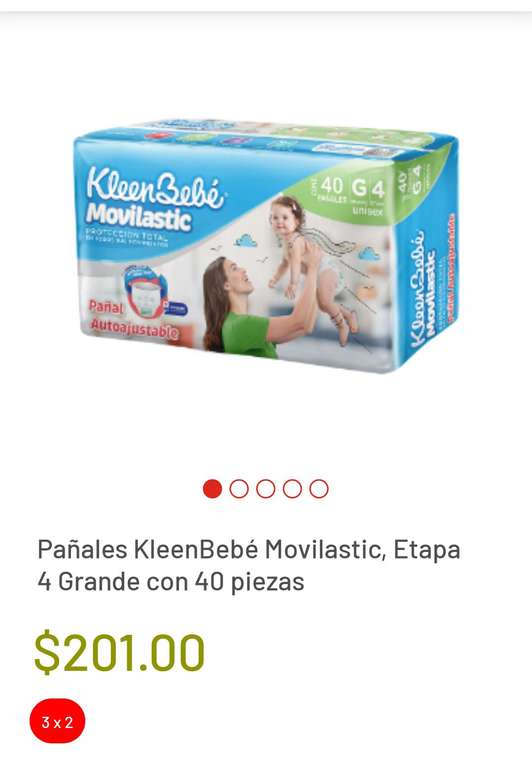 Soriana: Pañales Kleenbebé movilastic Etapa 4, 40 piezas al 3x2 ($134 c/paquete)