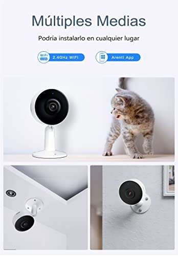 Amazon: Cámara Wi-Fi de Interior 1080P FHD, Vigilancia, Visión Nocturna, Detección de Movimiento y Sonido Funciona con Alexa/Google Home