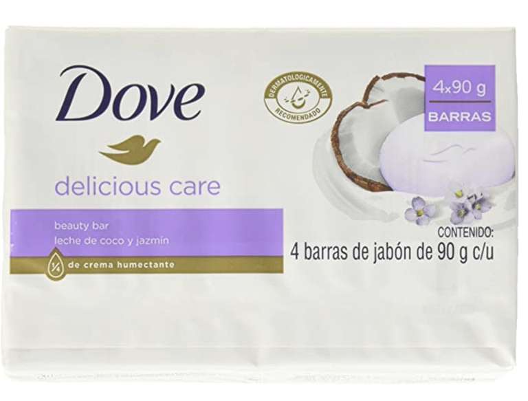 Amazon: Dove Jabón de Leche de Coco 4 pack de 90g cada barra | Planea y Ahorra | Envío gratis con Prime