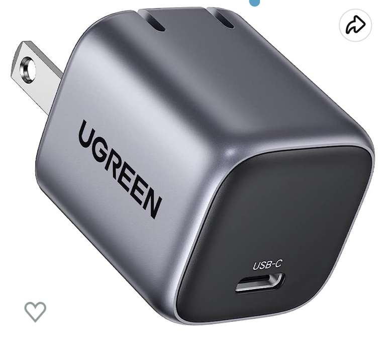 Amazon: UGREEN 20W GAN Mini Cargador USB C Portátil, Carga Rapida PD