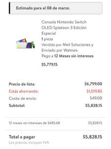 Bodega Aurrera: Nintendo Switch OLED Splatoon 3 Edición Especial | Pagando con TDC Digital BBVA 12 MSI