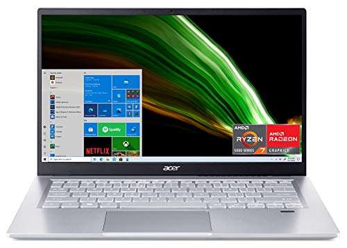Amazon: Laptop Acer Swift 3 FHD 14" IPS 100% sRGB, Ryzen 7 5700U Octa-Core, 8GB 3200Mhz, 512GB NVMe SSD | WiFi 6 | KB retroiluminado