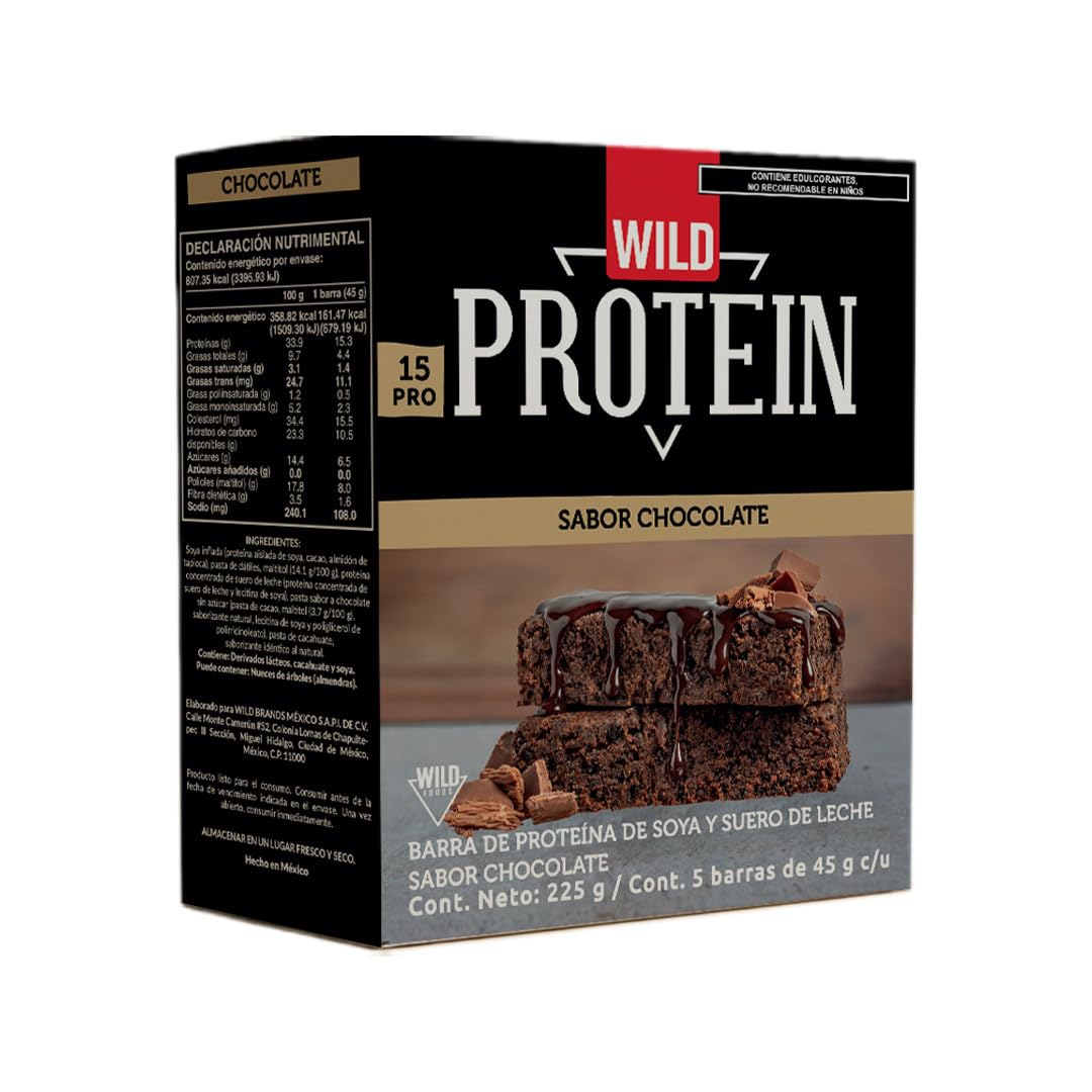 Amazon: Barras de Proteína Wild Protein (Sabor Chocolate - Caja con 5 unidades) | Planea y Ahorra