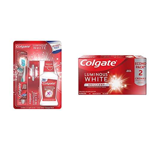 Amazon: Colgate Luminous White Cepillo + Pasta Dental + Enjuague, Kit de Limpieza Bucal + Pasta Dental Blanqueadora