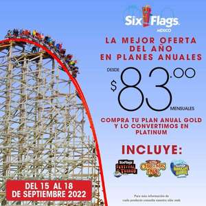 Six Flags: Plan Platino a Precio de Gold + Plan a 12MSI