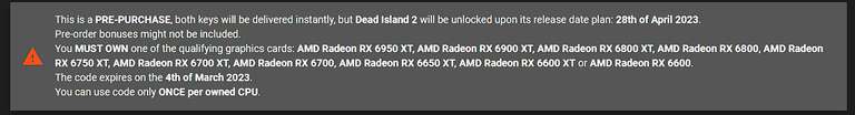 Gamivo: The Callisto Protocol + Dead Island 2 - AMD Voucher PRE-PURCHASE Activacion por AMD Rewards SIN CODIGOS por $671.24 MXN ($35.55 USD)