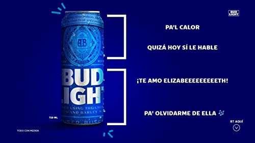 Amazon: Cerveza Clara American Lager Bud Light 12 Latones de 710ml