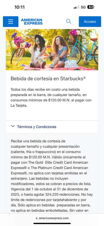 American Express: Bebida gratis en Starbucks (Nuevo mínimo de $120)
