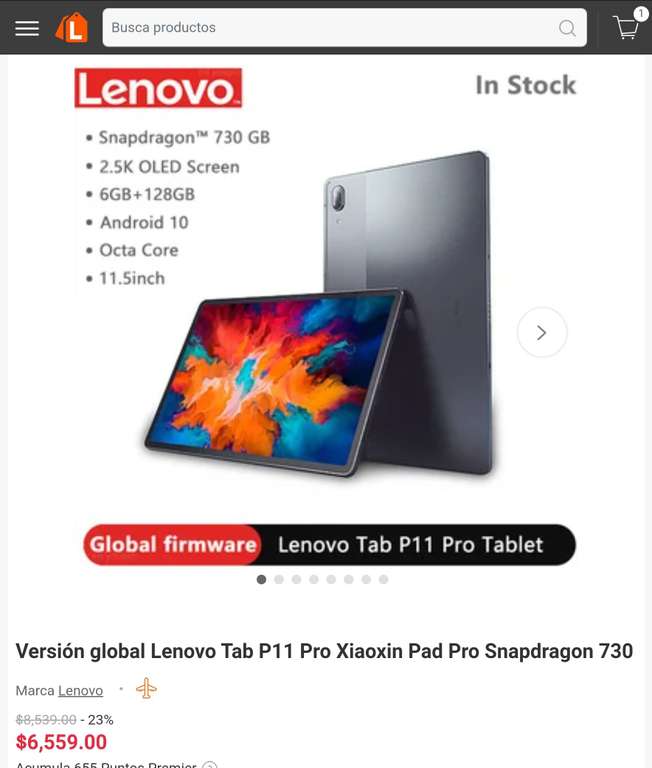 LINIO: Lenovo Tab P11 Pro Xiaoxin Pad Pro Snapdragon 730 Pagando BBVA 12MSI 10%