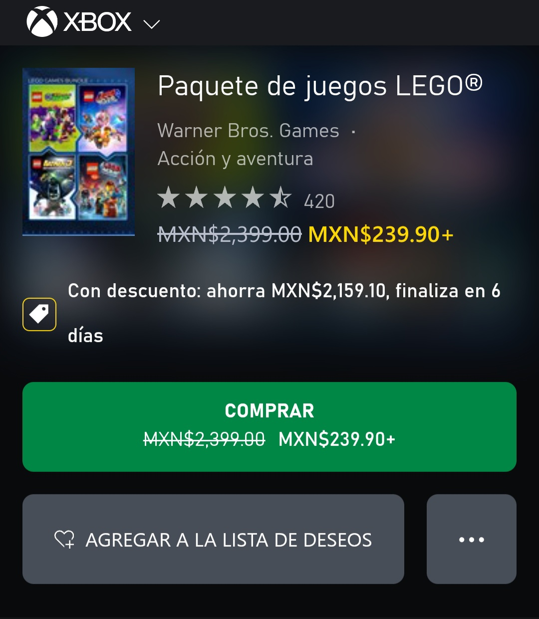 Paquete de juegos LEGO - Xbox