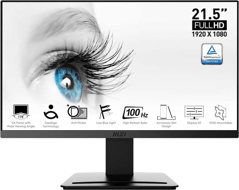CyberPuerta: Monitor MSI PRO LED VA 100Hz 1ms FreeSync MP223 21.45" Full HD, Negro