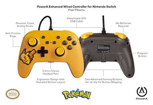 Amazon: PowerA Control Mejorado Alámbrico para Nintendo Switch - Pokémon: Pixel Pikachu