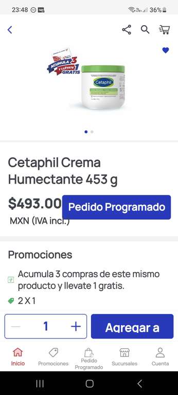 Farmacia del ahorro: Cetaphil crema humectante 453 g al 2 al precio de 1 aparte si compra 3 promos tedan una gratis