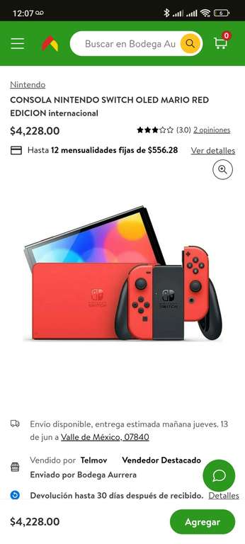 Bodega Aurrerá: Consola Nintendo Switch OLED Mario Red