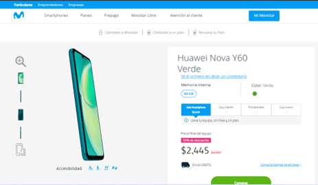 Movistar: Smartphone Huawei Y60 a mitad de Precio (50%)