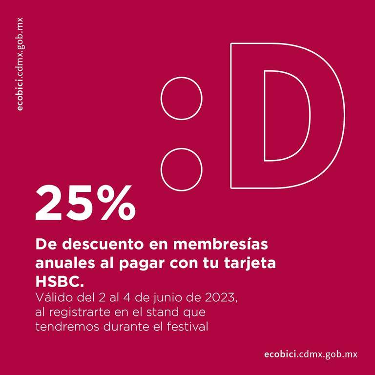 Ecobici: 20% de descuento en plan anual en stand (25% pagando con HSBC)