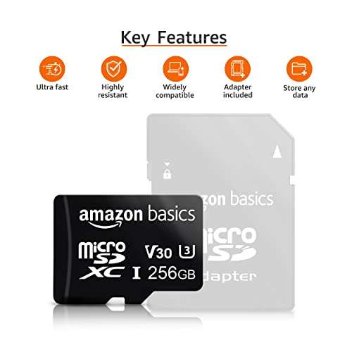 Amazon - Tarjeta de memoria microSDXC de 256 GB Amazon Basics