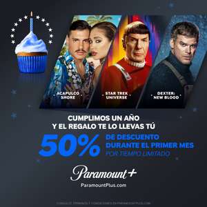 Paramount+: 50% de descuento durante el primer mes por tiempo limitado.
