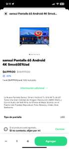 Sansui Pantalla 65 Android 4K Smx65E1Uad en Rappi (RadioShack)