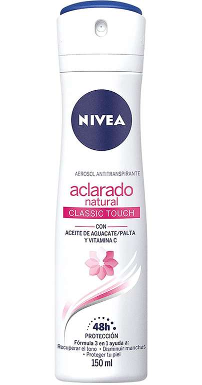 Amazon: NIVEA Desodorante aclarante para mujer, 48 horas de protección antitranspirante, 150 ml | (Comprando 10 + Planea y Ahorra)
