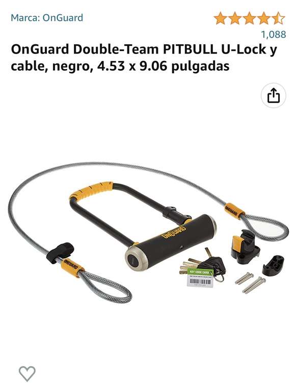 Amazon: OnGuard Double-Team PITBULL U-Lock y cable