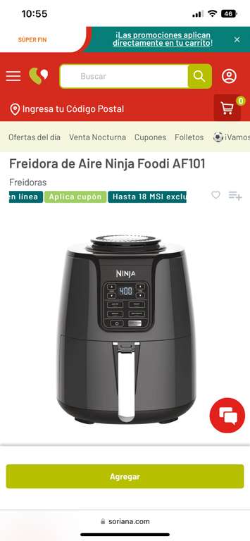 Freidora de Aire Ninja Foodi AF101 Soriana