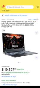 Mercado Libre: Laptop gamer Thunderobot 911X gris oscura 15.6", Intel Core i7 13620H 16GB de RAM 512GB SSD con Santander a 1 exhibición