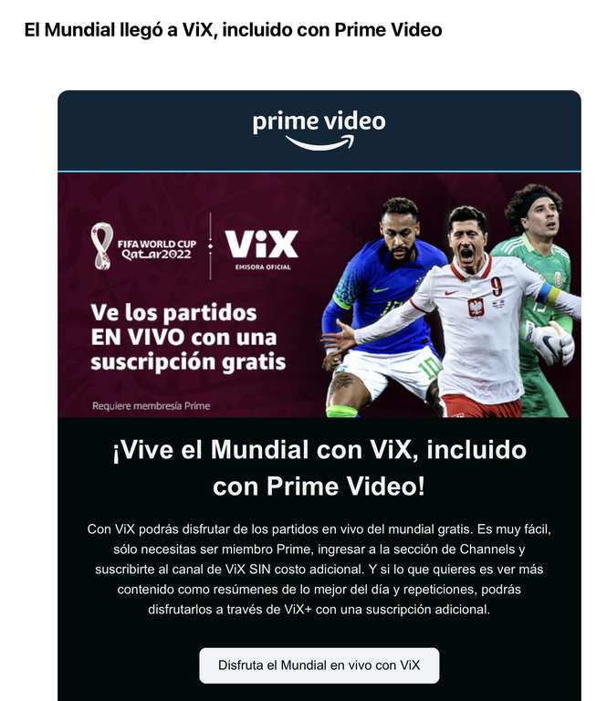 MUNDIAL QATAR con Prime Video y Vix
