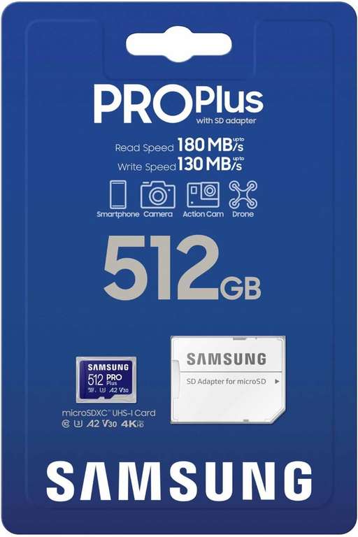 Amazon: SAMSUNG 512GB New Pro Plus MicroSD y Adaptador MB-MD512SA/AM