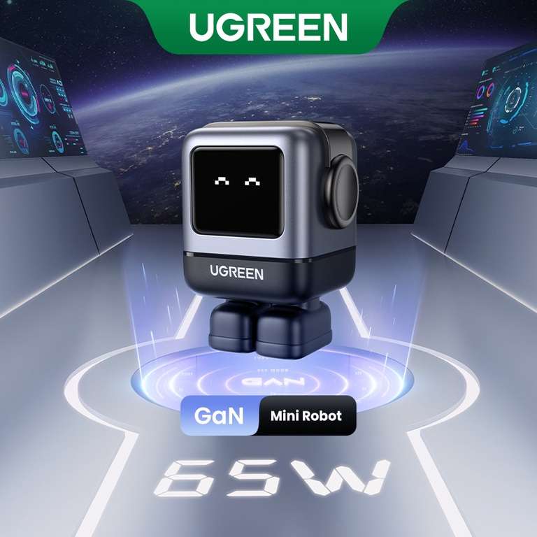 AliExpress: UGREEN-Cargador Rápid Robot GaN, 65W 2 USB C + 1 USB A