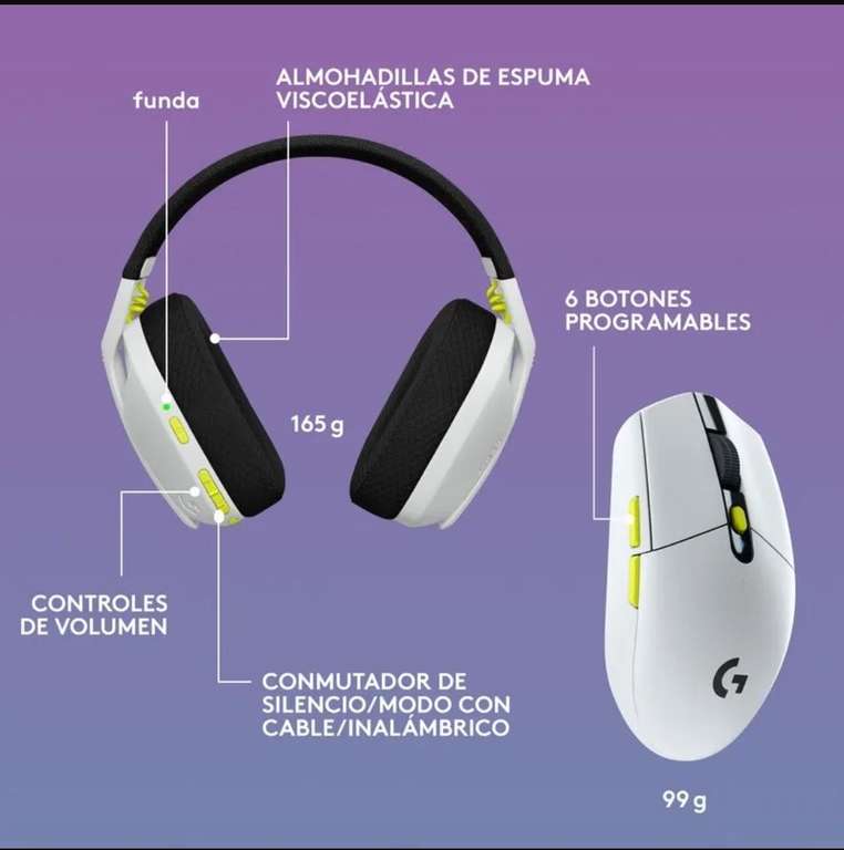 Mercado Libre: Bundle Logitech Audífono G435 Blanco + Mouse G305 Blanco