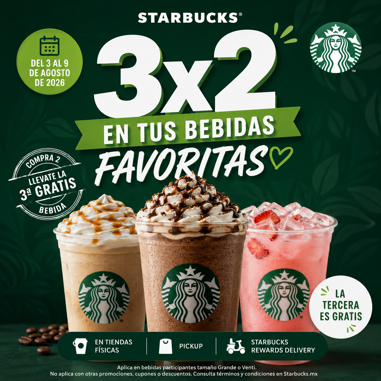 Starbucks Rewards - 3x2 en tus bebidas favoritas