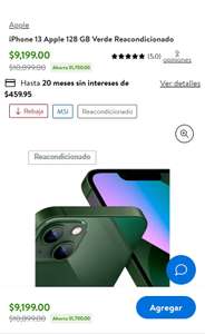 Walmart: Iphone 13 128gb, verde (hay más colores) (Reacondicionado)