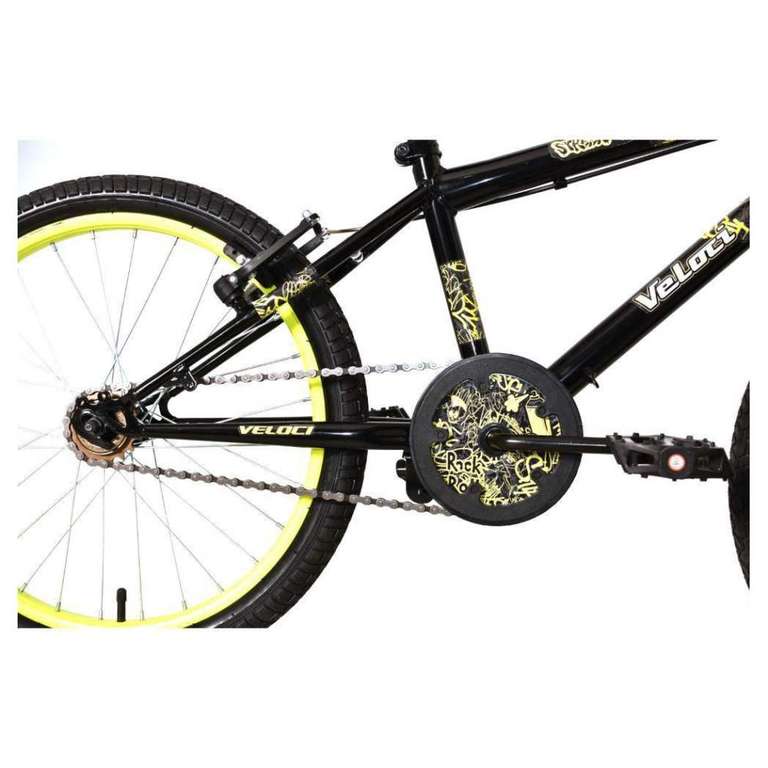 Elektra: Bicicleta Bmx Veloci Street Heart Rodada 20 1V Negra con Amarillo