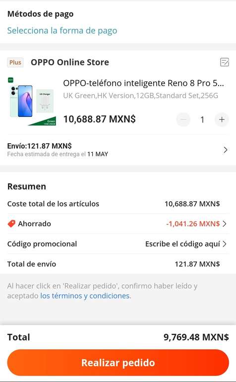 AliExpress: Celular OPPO RENO 8 PRO 5G ( 12GB/256GB ) versión global
