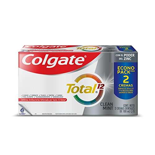 Amazon: Pasta Dental Colgate Total 12 Clean Mint, 2 piezas de 100 ml ($68.40 con "Compra y Cancela"), envío gratis con Prime