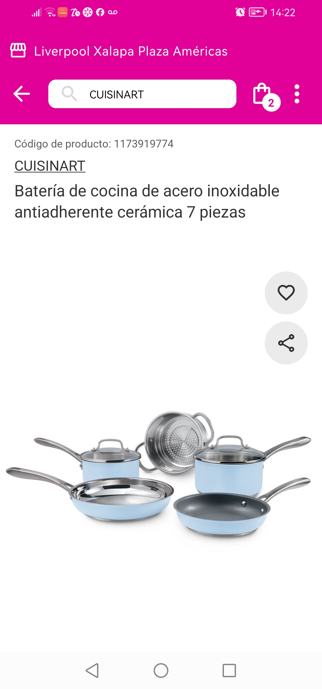 Liverpool online Cuisinart Batería de cocina acero inoxidable 7 piezas (antiadherente cerámica)