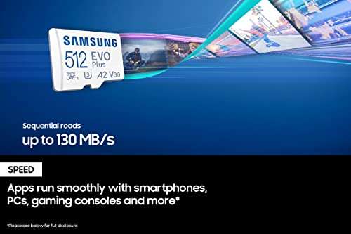 Amazon: Memoria Micro SD Samsung EVO Plus de 512GB clase 10 u3 + Adaptador | Precio antes de pagar