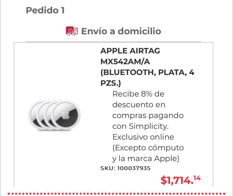 Office Depot: Apple AirTag Paquete de 4 ($1714.14 a MSI con TDC Citi Simplicity y $1863.20 con cualquier otra tarjeta o método de pago)