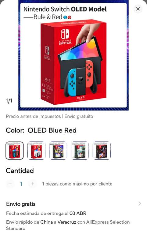 Aliexpress: Nintendo Switch Oled Varias Ediciones