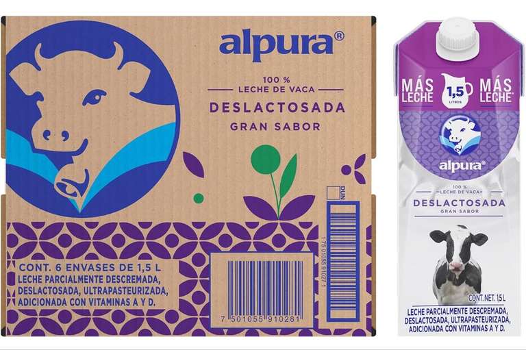 Amazon: Oferta por tiempo limitado: Alpura Leche Deslactosada, 1.5 L. Paquete de 6 | envío gratis con Prime