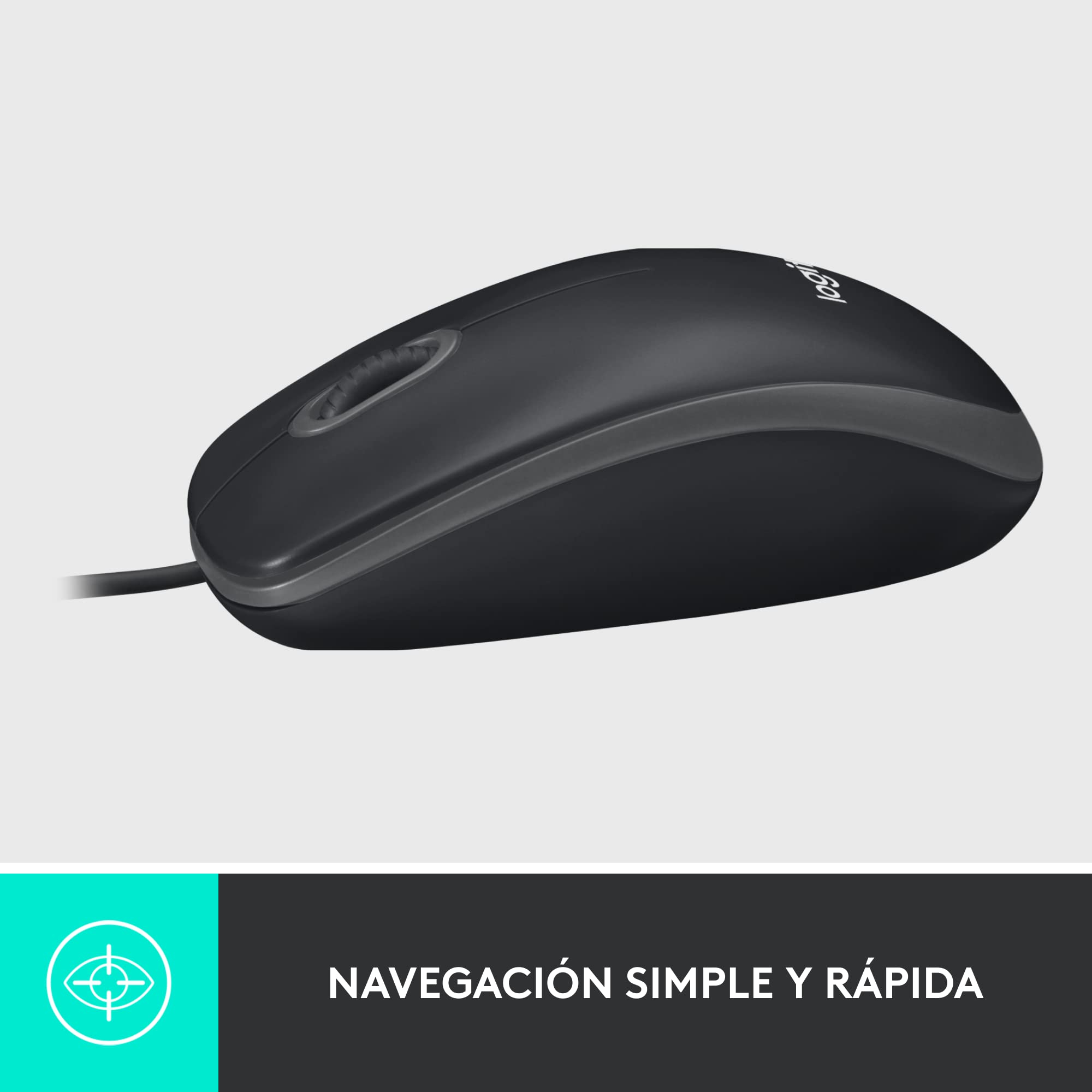 AMAZON: Logitech M100 Mouse con Cable USB, 3 Botones, Seguimiento Óptico, 1000 dpi, Ambidiestro, Compatible con PC, Mac, Laptop - Negro