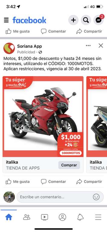 Soriana: $1000 de descuento + hasta 24 MSI en motos Italika