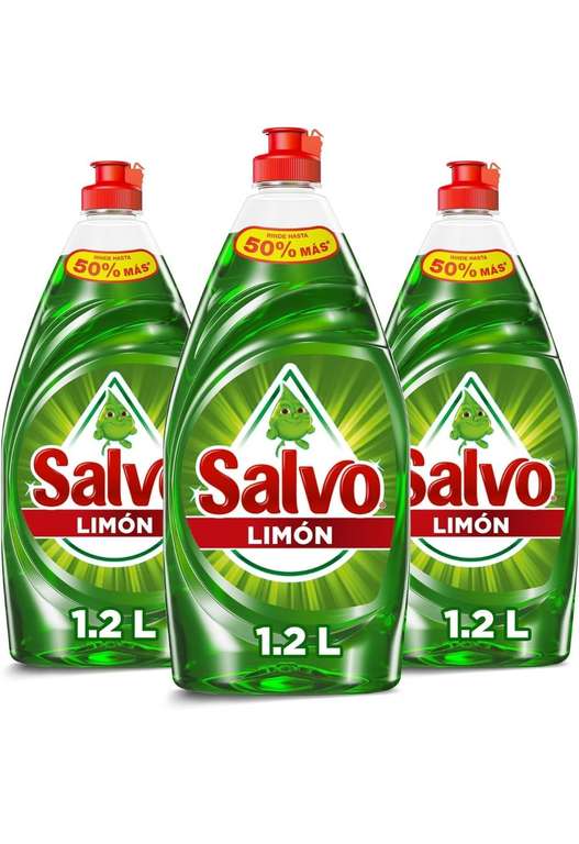 Amazon - SALVO Lavatrastes Líquido Limón, 3 unidades de 1.2L (Total 3.6L)