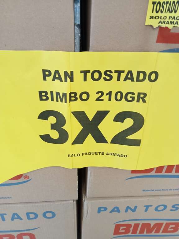 Oferta Soriana 3x2 en pan tostado Bimbo