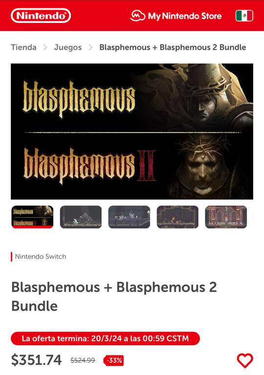 Nintendo eShop: Bundle blasphemous 1 y 2 - Tienda México Nintendo
