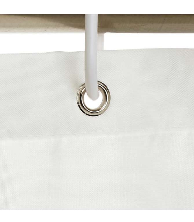 Amazon: Basics - Cortina de ducha de tela con ojales y ganchos, 72 x 72 pulgadas, color blanco | Envío gratis con Prime