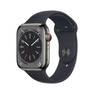 Amazon USA: Apple Watch Serie 8 (GPS + celular, 1.77 pulgadas) acero inoxidable grafito con correa deportiva medianoche (renovado Premium)